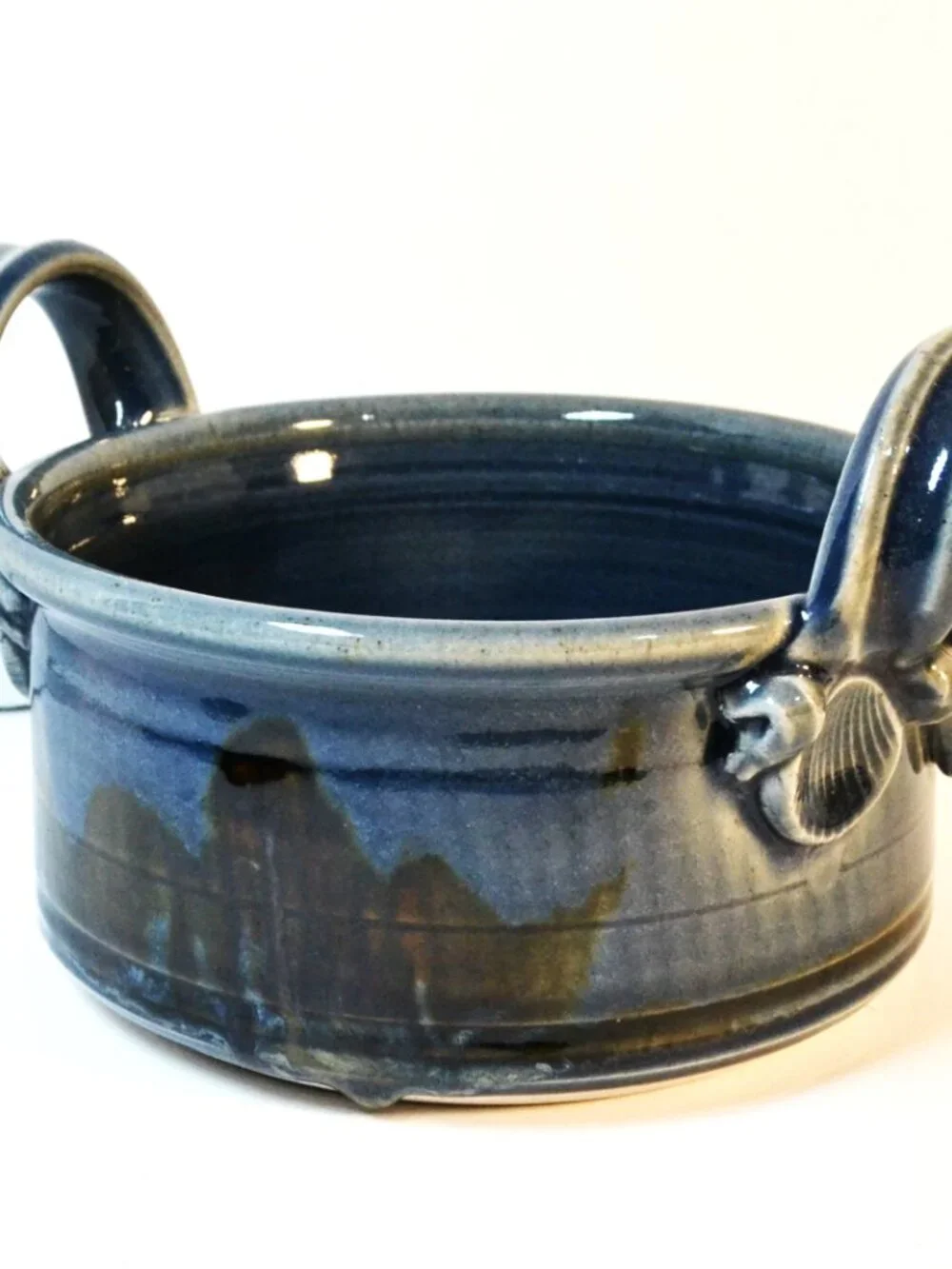 Davis Pottery Handmade Oven Proof Dish Blue With Brown Kitchen Bakeware